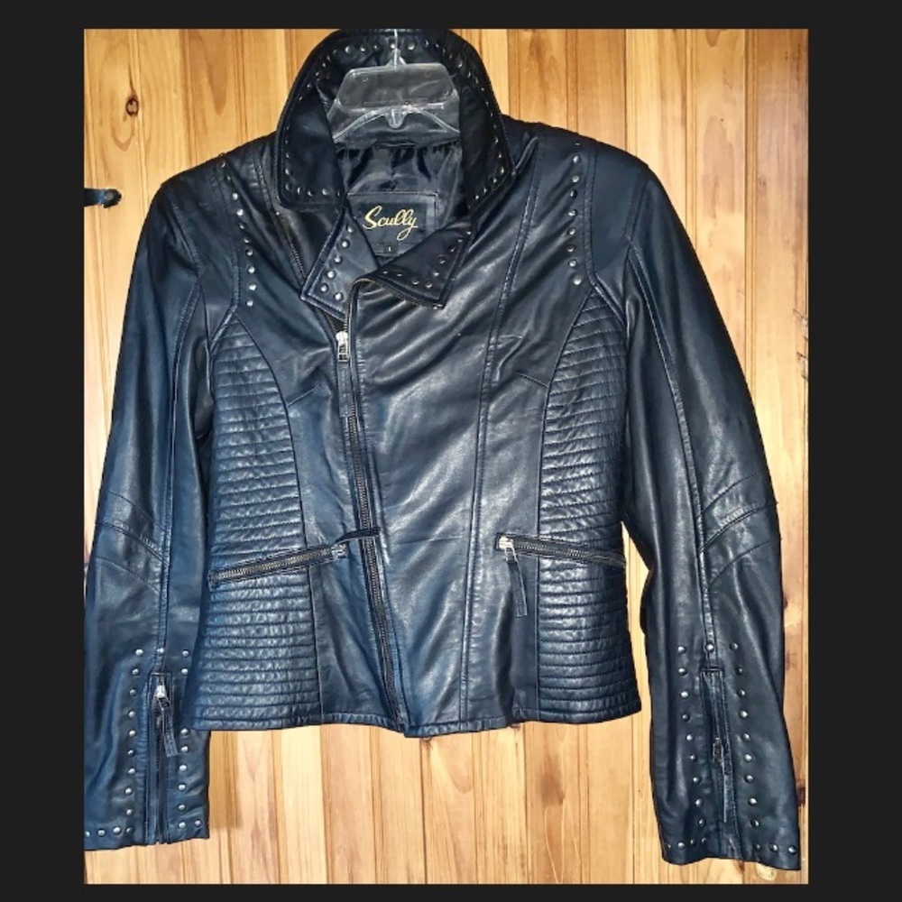 Scully studded eagle leather jacket L